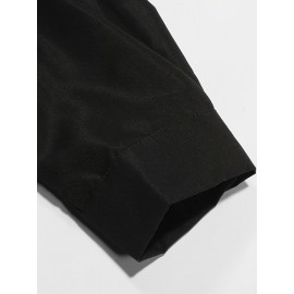 Camisa Casual Masculina de Manga Longa Sem Rugas, Leve e Estilosa com Bolsos em Cor Sólida