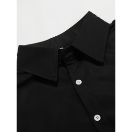 Camisa Casual Masculina de Manga Longa Sem Rugas, Leve e Estilosa com Bolsos em Cor Sólida
