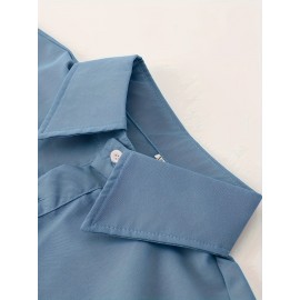 Camisa Casual Masculina de Manga Longa Sem Rugas, Leve e Estilosa com Bolsos em Cor Sólida