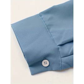 Camisa Casual Masculina de Manga Longa Sem Rugas, Leve e Estilosa com Bolsos em Cor Sólida