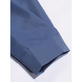 Camisa Casual Masculina de Manga Longa Sem Rugas, Leve e Estilosa com Bolsos em Cor Sólida