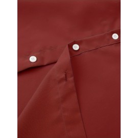 Camisa Casual Masculina de Manga Longa Sem Rugas, Leve e Estilosa com Bolsos em Cor Sólida