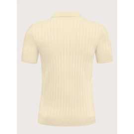 3 peças de camisas polo de malha listrada para homem - Elegantes tops de manga curta com botões e gola clássica, respiráveis e confortáveis para uso casual ou elegante, roupa masculina versátil, design elegante, textura suave