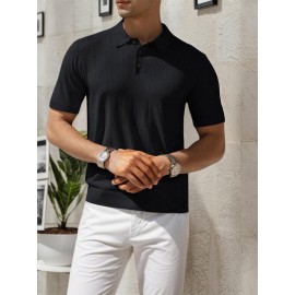 3 peças de camisas polo de malha listrada para homem - Elegantes tops de manga curta com botões e gola clássica, respiráveis e confortáveis para uso casual ou elegante, roupa masculina versátil, design elegante, textura suave