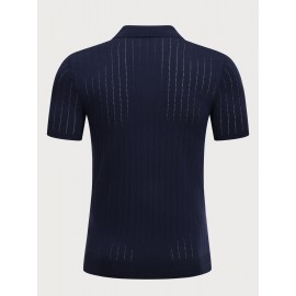 3 peças de camisas polo de malha listrada para homem - Elegantes tops de manga curta com botões e gola clássica, respiráveis e confortáveis para uso casual ou elegante, roupa masculina versátil, design elegante, textura suave