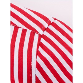 Camisa Masculina Casual Estilo Britânico Slim Fit de Manga Longa - Listras Verticais Azul e Branco com Gola Quadrada, Botões e Barra em V para Uso Externo & Casual em Todas as Estações, Tecido Não Elástico