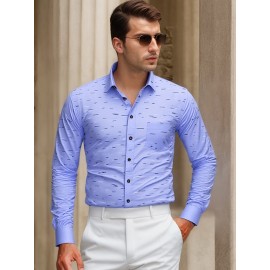 Camisa masculina de manga comprida com botões e estampado de listras, estilo clássico, camisa casual para todos os dias, versátil para uso casual.