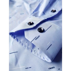 Camisa masculina de manga comprida com botões e estampado de listras, estilo clássico, camisa casual para todos os dias, versátil para uso casual.