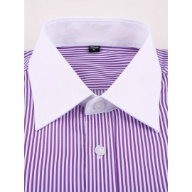 ESEA Homens Têm Bolsos Formais Camisa de Manga Comprida Temperamento Maduro Banquete Evento Camisa Francesa Apenas Camisas