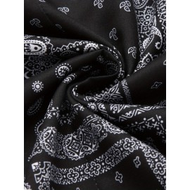 Camisa Masculina Slim Fit com Estampa Paisley de Manga Longa e Botões com Bolso no Peito - Azul Vibrante & Design Floral Preto, Camisa Casual para Ocasiões Formais ou Semi-Formais, Elegância Diária | Camisa com Estampa Paisley | Tecido de Poliéster