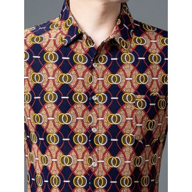 1-Pacote Camisa Casual Masculina SINBOS - Leve e Respirável, Manga Curta com Botões Frontais, Cores Azul Marinho/Bege/Azul/Dourado para Escritório e Eventos Formais - Corte Elegante, Estampa Listrada, Construção Durável, Bolsa Inclusa, Ideal para Profissi