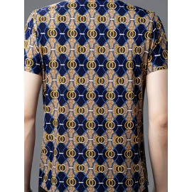 1-Pacote Camisa Casual Masculina SINBOS - Leve e Respirável, Manga Curta com Botões Frontais, Cores Azul Marinho/Bege/Azul/Dourado para Escritório e Eventos Formais - Corte Elegante, Estampa Listrada, Construção Durável, Bolsa Inclusa, Ideal para Profissi
