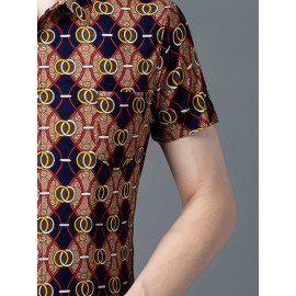 1-Pacote Camisa Casual Masculina SINBOS - Leve e Respirável, Manga Curta com Botões Frontais, Cores Azul Marinho/Bege/Azul/Dourado para Escritório e Eventos Formais - Corte Elegante, Estampa Listrada, Construção Durável, Bolsa Inclusa, Ideal para Profissi