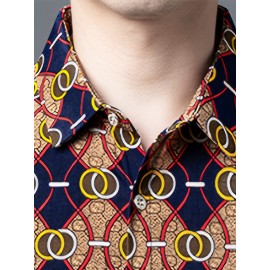 1-Pacote Camisa Casual Masculina SINBOS - Leve e Respirável, Manga Curta com Botões Frontais, Cores Azul Marinho/Bege/Azul/Dourado para Escritório e Eventos Formais - Corte Elegante, Estampa Listrada, Construção Durável, Bolsa Inclusa, Ideal para Profissi