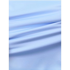 Camisa clássica masculina slim fit - Tecido elástico, manga comprida, botão, azul claro, lavável na máquina, eventos de negócios e sociais, roupas para eventos sociais | Camisa moderna | Camisa de tecido elástico