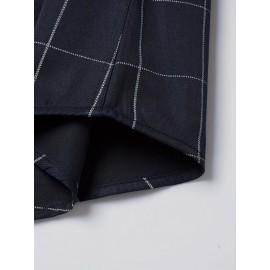 Camisa Masculina de Verão Xadrez Manga Curta - Resistente a Rugas, Sem Passar, Gola Alta com Botões, Estampa Quadriculada em Cor Sólida, Slim Fit Casual para Escritório e Dia a Dia, Leve e Respirável, Vestuário Profissional Moderno, Construção Durável, Ca