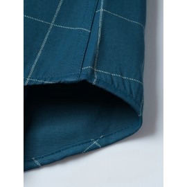 Camisa Masculina de Verão Xadrez Manga Curta - Resistente a Rugas, Sem Passar, Gola Alta com Botões, Estampa Quadriculada em Cor Sólida, Slim Fit Casual para Escritório e Dia a Dia, Leve e Respirável, Vestuário Profissional Moderno, Construção Durável, Ca