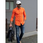 Camisa Social Masculina Elegante de Manga Longa - Gola Quadrada, Botões Simples com Barra Umbrella, Lavável em Máquina, Cor Sólida para Negócios Casual, Casamentos e Eventos ao Ar Livre, Confortável, Material Respirável, Estilo Clássico, Ideal para Ocasiõ