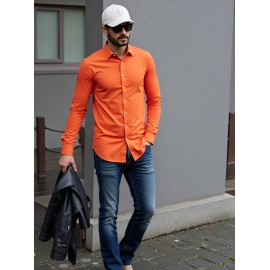 Camisa Social Masculina Elegante de Manga Longa - Gola Quadrada, Botões Simples com Barra Umbrella, Lavável em Máquina, Cor Sólida para Negócios Casual, Casamentos e Eventos ao Ar Livre, Confortável, Material Respirável, Estilo Clássico, Ideal para Ocasiõ