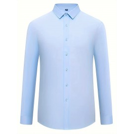 Conjunto de 3 Camisas Sociais Masculinas Slim Fit Manga Comprida - Azul-Petróleo, com Botões e Abotoadura Simples, para Todas as Estações, Vestuário Casual e de Negócios, Forro de Poliéster, Tamanhos Grandes Disponíveis, Camisas Versáteis | Camisa de Cor 