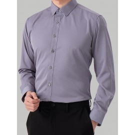 Conjunto de 3 Camisas Sociais Masculinas Slim Fit Manga Comprida - Azul-Petróleo, com Botões e Abotoadura Simples, para Todas as Estações, Vestuário Casual e de Negócios, Forro de Poliéster, Tamanhos Grandes Disponíveis, Camisas Versáteis | Camisa de Cor 