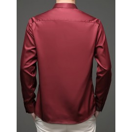 Conjunto de 3 Camisas Sociais Masculinas Slim Fit Manga Comprida - Azul-Petróleo, com Botões e Abotoadura Simples, para Todas as Estações, Vestuário Casual e de Negócios, Forro de Poliéster, Tamanhos Grandes Disponíveis, Camisas Versáteis | Camisa de Cor 