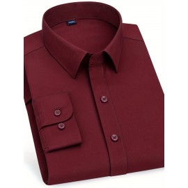 Conjunto de 3 Camisas Sociais Masculinas Slim Fit Manga Comprida - Azul-Petróleo, com Botões e Abotoadura Simples, para Todas as Estações, Vestuário Casual e de Negócios, Forro de Poliéster, Tamanhos Grandes Disponíveis, Camisas Versáteis | Camisa de Cor 