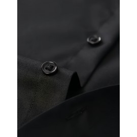 Conjunto de 3 Camisas Sociais Masculinas Slim Fit Manga Comprida - Azul-Petróleo, com Botões e Abotoadura Simples, para Todas as Estações, Vestuário Casual e de Negócios, Forro de Poliéster, Tamanhos Grandes Disponíveis, Camisas Versáteis | Camisa de Cor 
