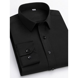 Conjunto de 3 Camisas Sociais Masculinas Slim Fit Manga Comprida - Azul-Petróleo, com Botões e Abotoadura Simples, para Todas as Estações, Vestuário Casual e de Negócios, Forro de Poliéster, Tamanhos Grandes Disponíveis, Camisas Versáteis | Camisa de Cor 