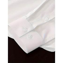 Conjunto de 3 Camisas Sociais Masculinas Slim Fit Manga Comprida - Azul-Petróleo, com Botões e Abotoadura Simples, para Todas as Estações, Vestuário Casual e de Negócios, Forro de Poliéster, Tamanhos Grandes Disponíveis, Camisas Versáteis | Camisa de Cor 