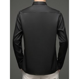 Conjunto de 3 Camisas Sociais Masculinas Slim Fit Manga Comprida - Azul-Petróleo, com Botões e Abotoadura Simples, para Todas as Estações, Vestuário Casual e de Negócios, Forro de Poliéster, Tamanhos Grandes Disponíveis, Camisas Versáteis | Camisa de Cor 