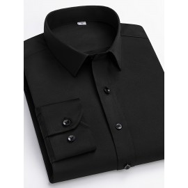 Conjunto de 3 Camisas Sociais Masculinas Slim Fit Manga Comprida - Azul-Petróleo, com Botões e Abotoadura Simples, para Todas as Estações, Vestuário Casual e de Negócios, Forro de Poliéster, Tamanhos Grandes Disponíveis, Camisas Versáteis | Camisa de Cor 
