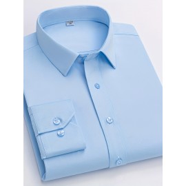 Conjunto de 3 Camisas Sociais Masculinas Slim Fit Manga Comprida - Azul-Petróleo, com Botões e Abotoadura Simples, para Todas as Estações, Vestuário Casual e de Negócios, Forro de Poliéster, Tamanhos Grandes Disponíveis, Camisas Versáteis | Camisa de Cor 