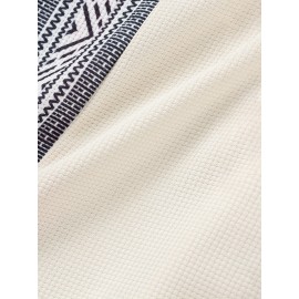 Camisetas Masculinas de Verão com Gola, Estilo Casual Indiano Bohemio, Manga Curta e Botões Frontais, Ajuste Solto com Patchwork