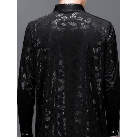 Camisa Masculina de Verão Sinbos - Estampa Floral, Manga Curta, Corte Solto com Botões, Tecido Respirável e Levemente Elástico, Gola Quadrada para Casual ou Trabalho, Estilo Maduro