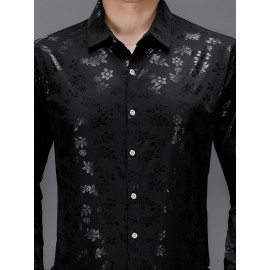 Camisa Masculina de Verão Sinbos - Estampa Floral, Manga Curta, Corte Solto com Botões, Tecido Respirável e Levemente Elástico, Gola Quadrada para Casual ou Trabalho, Estilo Maduro