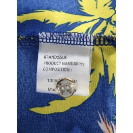 Camisetas de manga curta com estampa de coqueiros, com botões, casuais para o verão, estilo havaiano.