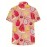 Camisa Masculina de Manga Curta com Estampa Geométrica e Frutas - Tecido Respirável Lavável à Máquina, Corte Regular com Bolso no Peito, Uso Casual ou Formal para Férias na Praia, Atividades ao Ar Livre, Clima Quente, Padrão Vibrante, Construção Durável,