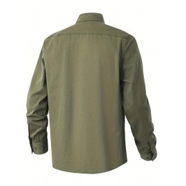 Jaqueta casual de manga comprida com bolsos duplos para homem, primavera e verão, solta e versátil, moda casual, cargo.