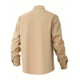 Jaqueta casual de manga comprida com bolsos duplos para homem, primavera e verão, solta e versátil, moda casual, cargo.