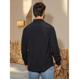Jaqueta casual de manga comprida com bolsos duplos para homem, primavera e verão, solta e versátil, moda casual, cargo.