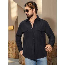 Jaqueta casual de manga comprida com bolsos duplos para homem, primavera e verão, solta e versátil, moda casual, cargo.