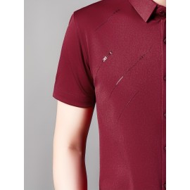 Camisa Masculina JOSFOND Azul Claro - Anti-Rugas Sem Passar, Botões Frontais, Corte Solto para Escritório e Eventos Formais - Tecido Não Transparente, Ideal para Verão