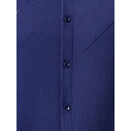 Camisa Masculina JOSFOND Azul Claro - Anti-Rugas Sem Passar, Botões Frontais, Corte Solto para Escritório e Eventos Formais - Tecido Não Transparente, Ideal para Verão