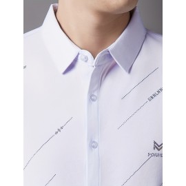 Camisa Masculina JOSFOND Azul Claro - Anti-Rugas Sem Passar, Botões Frontais, Corte Solto para Escritório e Eventos Formais - Tecido Não Transparente, Ideal para Verão