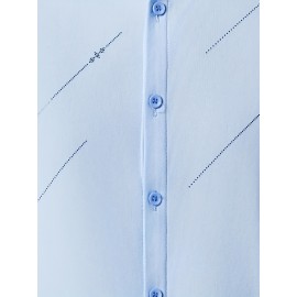 Camisa Masculina JOSFOND Azul Claro - Anti-Rugas Sem Passar, Botões Frontais, Corte Solto para Escritório e Eventos Formais - Tecido Não Transparente, Ideal para Verão