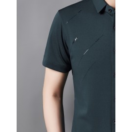 Camisa Masculina JOSFOND Azul Claro - Anti-Rugas Sem Passar, Botões Frontais, Corte Solto para Escritório e Eventos Formais - Tecido Não Transparente, Ideal para Verão