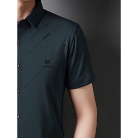 Camisa Masculina JOSFOND Azul Claro - Anti-Rugas Sem Passar, Botões Frontais, Corte Solto para Escritório e Eventos Formais - Tecido Não Transparente, Ideal para Verão