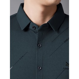 Camisa Masculina JOSFOND Azul Claro - Anti-Rugas Sem Passar, Botões Frontais, Corte Solto para Escritório e Eventos Formais - Tecido Não Transparente, Ideal para Verão