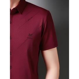 Camisa Masculina JOSFOND Azul Claro - Anti-Rugas Sem Passar, Botões Frontais, Corte Solto para Escritório e Eventos Formais - Tecido Não Transparente, Ideal para Verão